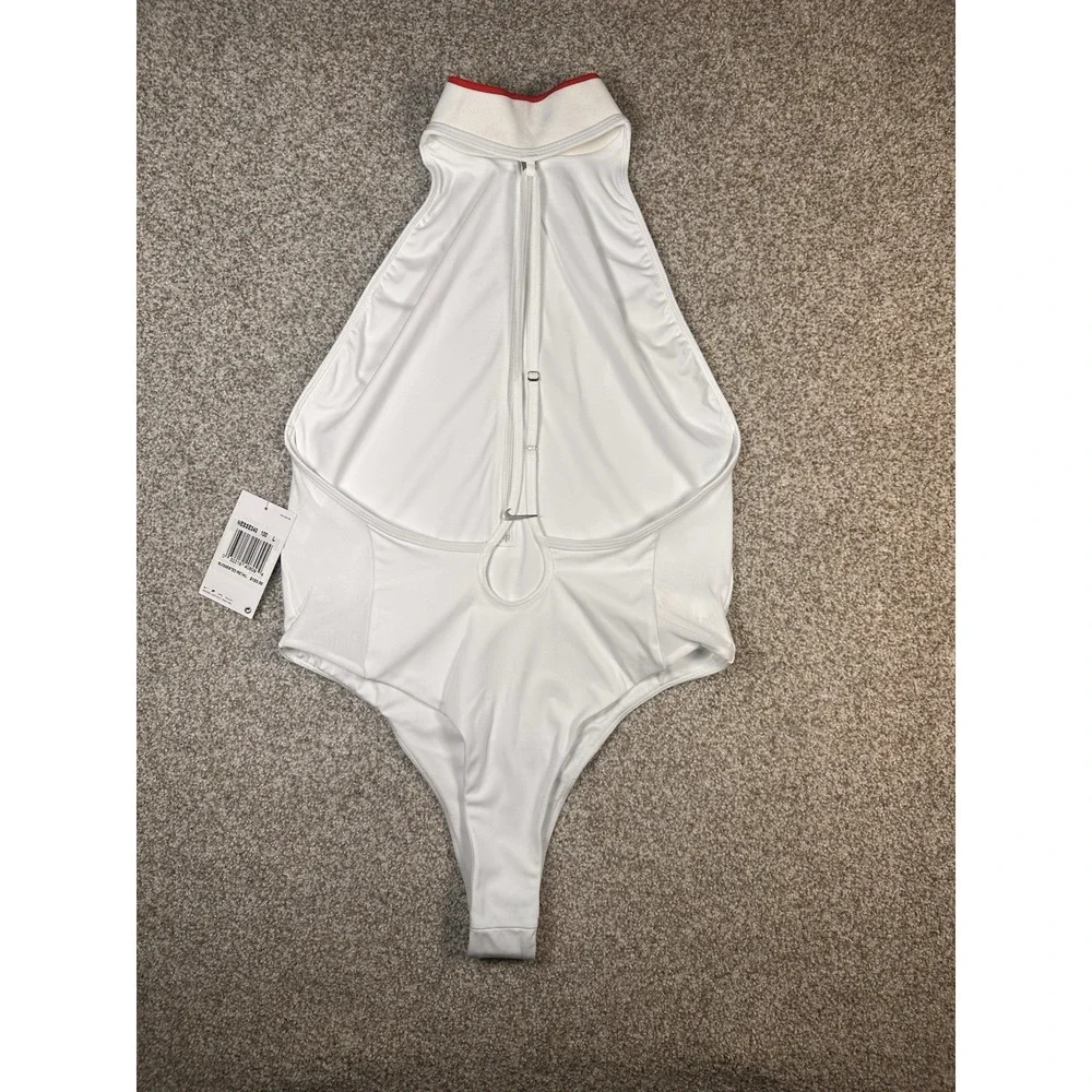 NEW NWT Nike JACQUEMUS one 1 pc swim suit L LARGE athletic bodysuit zipper White